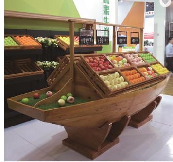 China Supermarket Retail Store Shelves Wood Fruit And Vegetable Shelf en venta