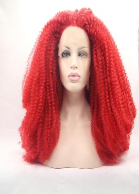 中国 Red Color Full Lace Remy Hair Wigs , Deep Wave Curly Hair Extensions 販売のため