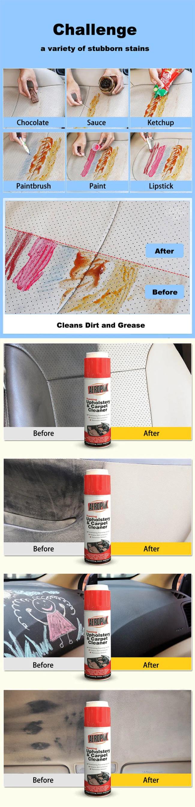 Aeropak foaming upholstery and carpet cleaner spray can angled view