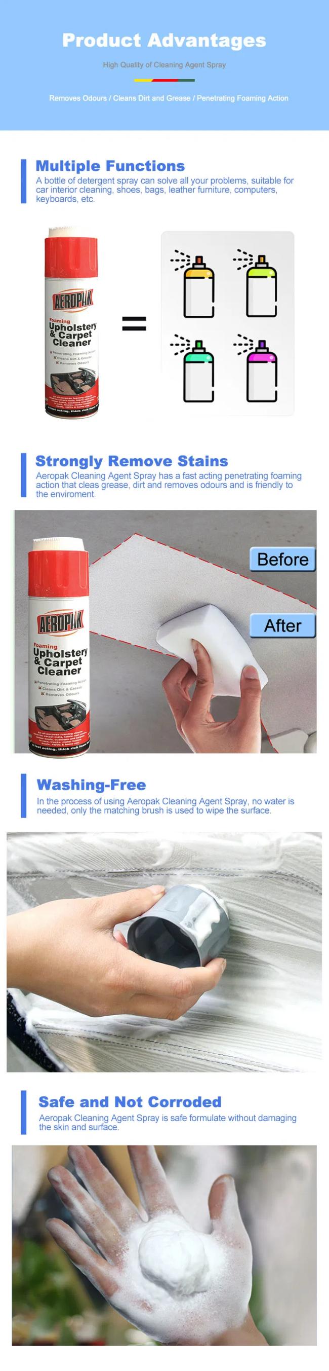 Aeropak foam cleaner spray can with label detail