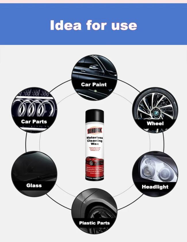 Aeropak car wax spray can angled view showing label details