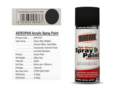 China 10oz Net Weight Acrylic Spray Paint For Wood Matt Black Grey Color for sale