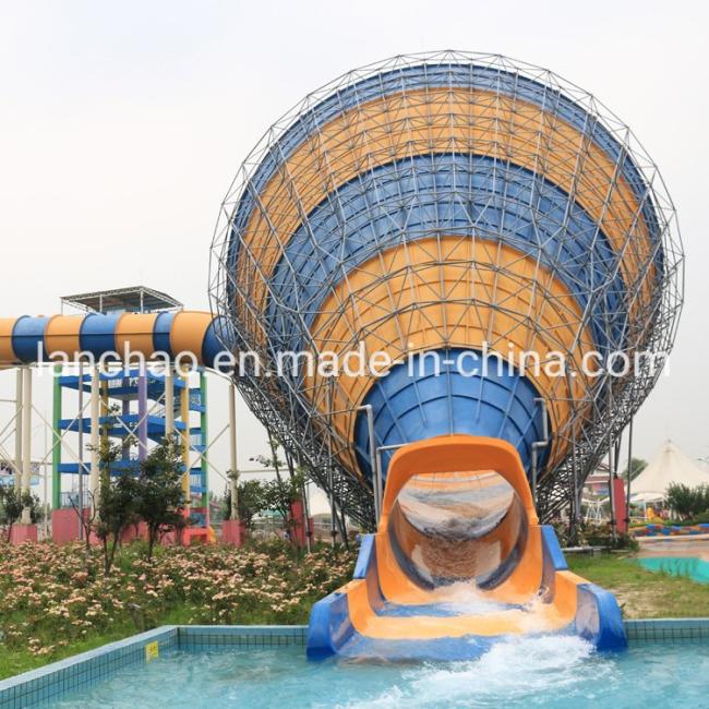 Colorful Aqua Amusement Park Equipment Fiberglass Big Trumpet Water Slide