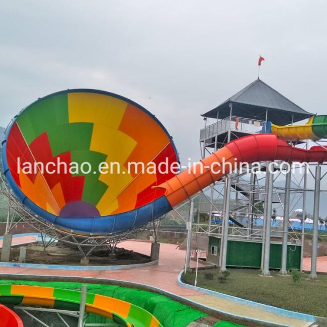 Colorful Aqua Amusement Park Equipment Fiberglass Big Trumpet Water Slide