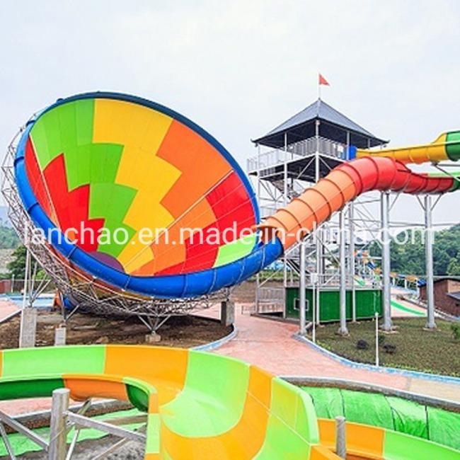 Colorful Aqua Amusement Park Equipment Fiberglass Big Trumpet Water Slide