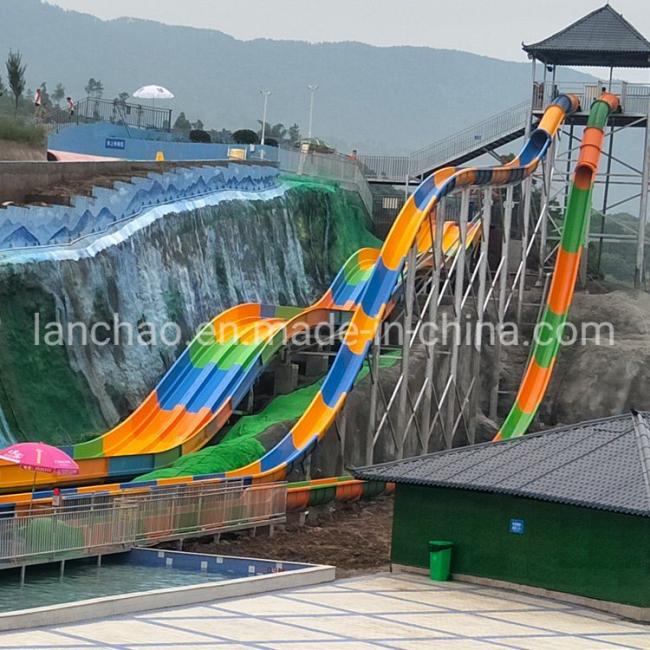Large Water Theme Park Equipment High Speed Rainbow Water Slide