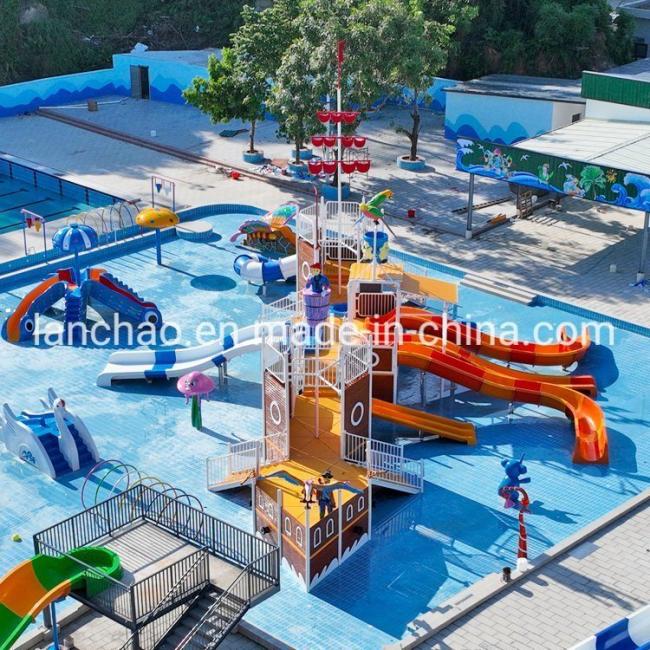Commercial Outdoor Water Park Pirate Ship Fiberglass Water Play Equipment