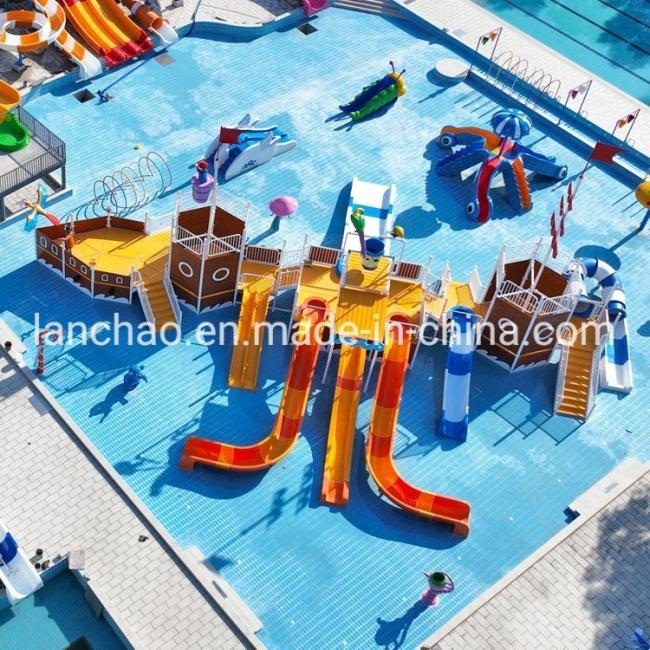 Commercial Outdoor Water Park Pirate Ship Fiberglass Water Play Equipment