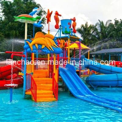 China Family Interactive Water Park Playground With Closed Spiral Slide for sale