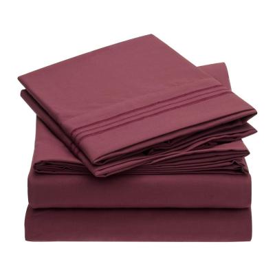 China 80gsm Microfiber Three Lines Embroidery Bed Sheet Set 4pcs for Bedroom for sale