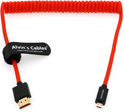 中国 8K 2.1 Micro HDMI To Full HDMI Braided Coiled Cable For Atomos Ninja V 4K-60P Record 48Gbps HDMI For Canon R5C R5 R6 販売のため