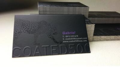 China 500gsm Black Square Business Cards , Silk Business Cards With Spot Uv for sale