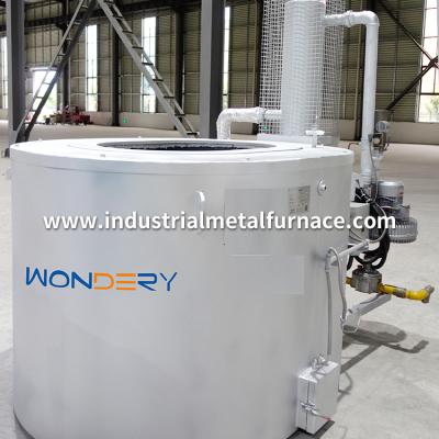China Gas Fired Graphite Crucible 300 to 1000 kg Industrial Aluminum Melting Furnace with Recuperator for sale