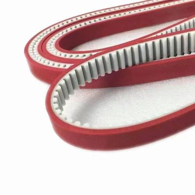 中国 T5/T10 Trapezoidal Pull Down Tooth Best Rubber Timing Belt Red Covered toothed Belt with Coating 販売のため