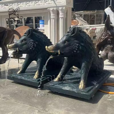 China Bronze Life Size Boar Statues Fountains Metal Wild Pig Spitting Water Fountain Sculpture Decoration Garden for sale