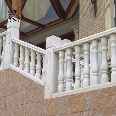 China Marble Balcony Balustrades Handrails White Stone Stair Railing Designs French Style Custom en venta