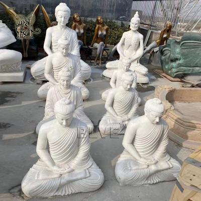 China White Marble Buddha Statues Home Decor Sculpture Stone Carvings Garden Sitting Life Size Religious Spot Goods en venta