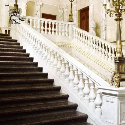 China White Marble Stair Baluster Railing Designs Staircase Handrail Stone Balustrade Manufacturers Luxury Decoration en venta