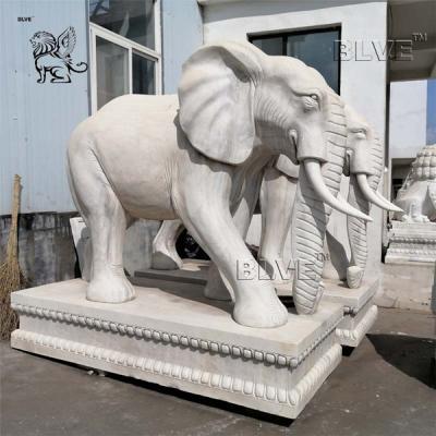 China White Marble Elephant Statue Large Stone Garden Animals Sculpture for sale