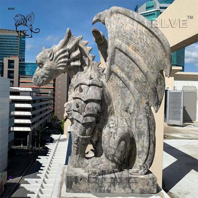 China Gothic Gargoyle Dragon Sculpture hand carving Marble Animals Garden Statue for sale