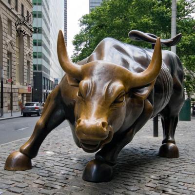 China Wall Street Bull Bronze Statue Garden Art Metal Animal Life Size Outdoor for sale