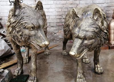 China Wolf Bronze Statues Life Size Animal Sculpture Garden Decoration for sale