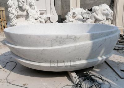 China Carrara Marble Bathtub White Solid Bath Tub Natural Stone Round Handmade European Style for sale