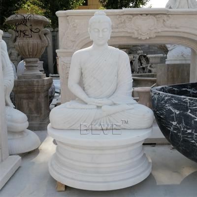 China Marble Garden Buddha Statues Sitting Life Size Budda Statue Outdoor Decoration with base for sale