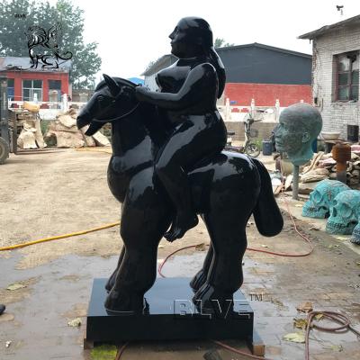 China Bronze Fat Lady Sculpture Fernando Botero Statue Woman Riding Horse Garden Decoration Famous Metal Sculpture for sale