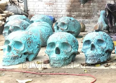 China Large Bronze Skulls Sculpture Head Metal Statues Home Decor Halloween Gift for sale