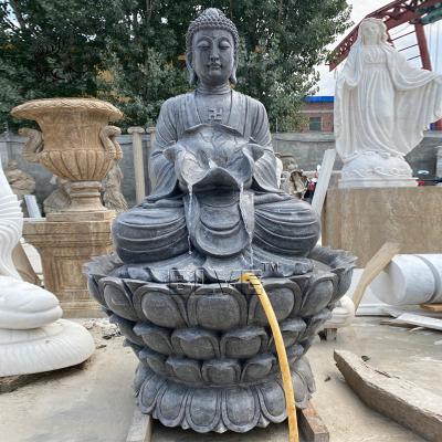 China BLVE Bluestone Buddha Statue Water Fountain Marble Shakyamuni Buddha Sculpture on a lotus for sale