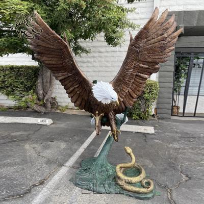 China BLVE Bronze Eagle Statues Life Size Metal Hawk Catches Snake Sculpture Large Outdoor Indoor Art Decor for sale