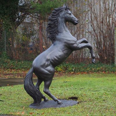 China BLVE Black Bronze Jumping Horse Statues Copper Animal Sculpture Life Size Metal Art Garden Decor Modern for sale