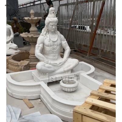 China BLVE White Marble Lord Shiva Shakti Statue Garden Buddha Statue Fountain Hindu God Stone Sculpture Life Size Indian for sale
