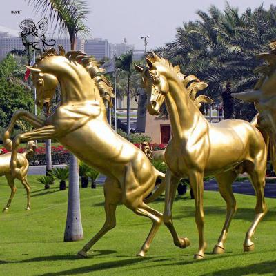 China BLVE Golden Horse Statues Copper Garden Life Size Bronze Horse Sculptures Metal Large Outdoor Decoration for sale