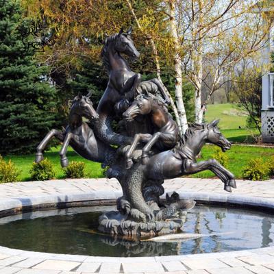 China BLVE Life Size Fishtail Horse Bronze Pool Water Fountain Metal Animal Yard Fountains Home Outdoor Garden Decorative for sale