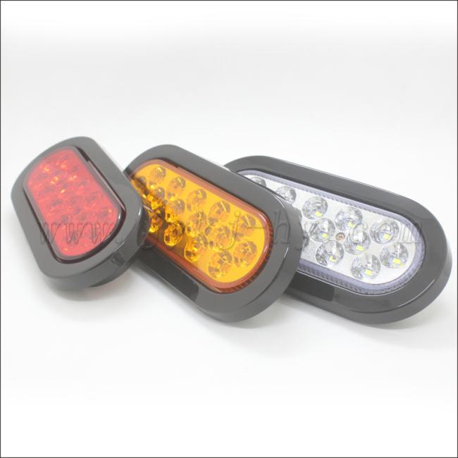 12V 24V 6 inch quot oval stop turn LED tail lights strobe flashing warning lights for truck trailers