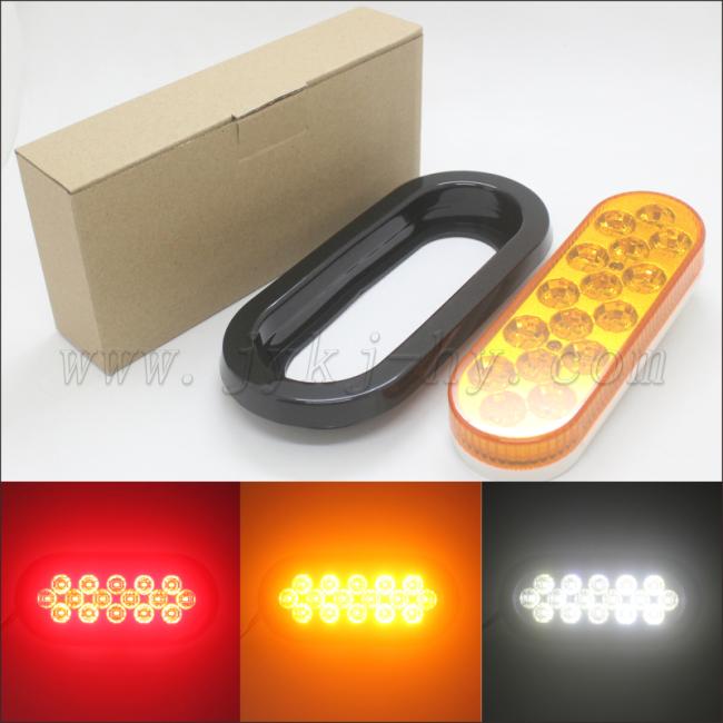12V 24V 6 inch quot oval stop turn LED tail lights strobe flashing warning lights for truck trailers