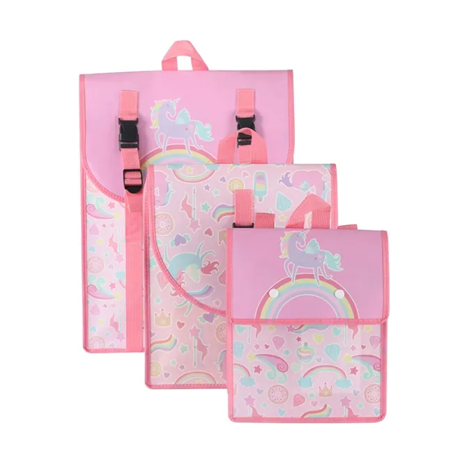 High Quality Fashion Design Custom Size Pattern 100% Recycled Pp Laminated Non Woven Kids Backpack School Bags