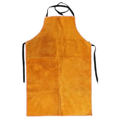 China Yellow Cow Split Fire Resistant Barbeque Industrial Safety Clothing leather Welding Apron à venda