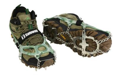 中国 靴の冬のための上昇の氷のグリッパーのCramponsをハイキングするスリップ防止全ステンレス鋼の鎖のシリコーン 販売のため