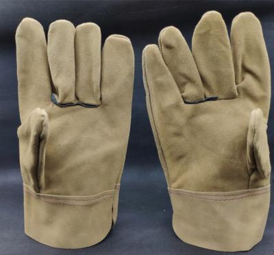 China Short Thick Leather High Temperature Welder Gloves Full Leather Welding Welder Gloves Suede Leather Welding Gloves for sale