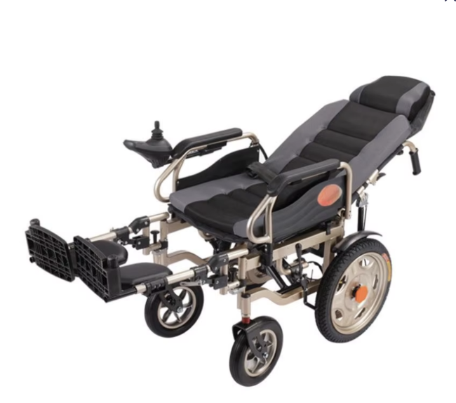 Folded wheelchair showing storage convenience