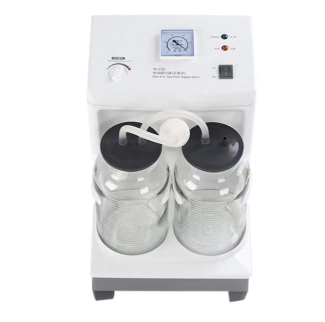Portable Electric Aspirator side view showing collection bottle