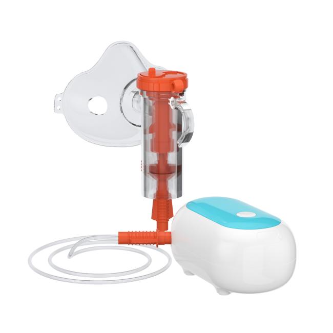 Nebulizer in use with child mask