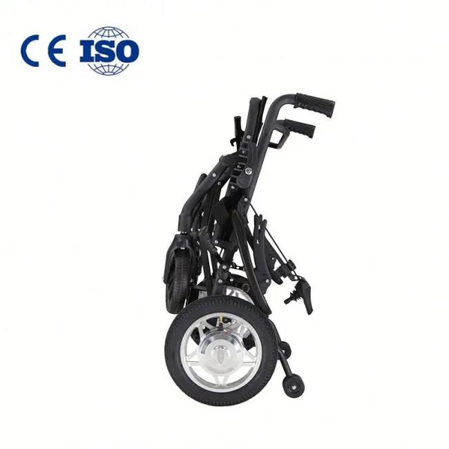 Portable folding wheelchair folded view showing compact design
