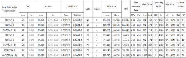 79mm Downhole Motor technical diagram