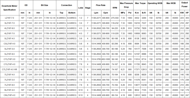 197mm Downhole Motor availability information