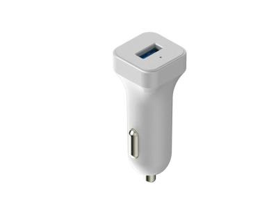 China Single Port White USB Car Charger Adapter With Micro USB 5V 2.4A for sale