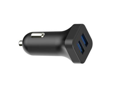 China RoHs Certificated 12VDC - 24VDC USB Car Charger Dual USB Port 5V 2.4A for sale